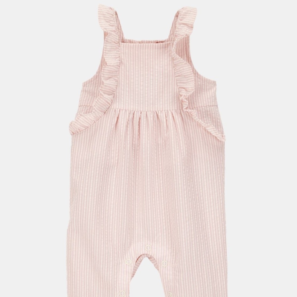 Carter's Light Pink Ruffled Strap Overalls